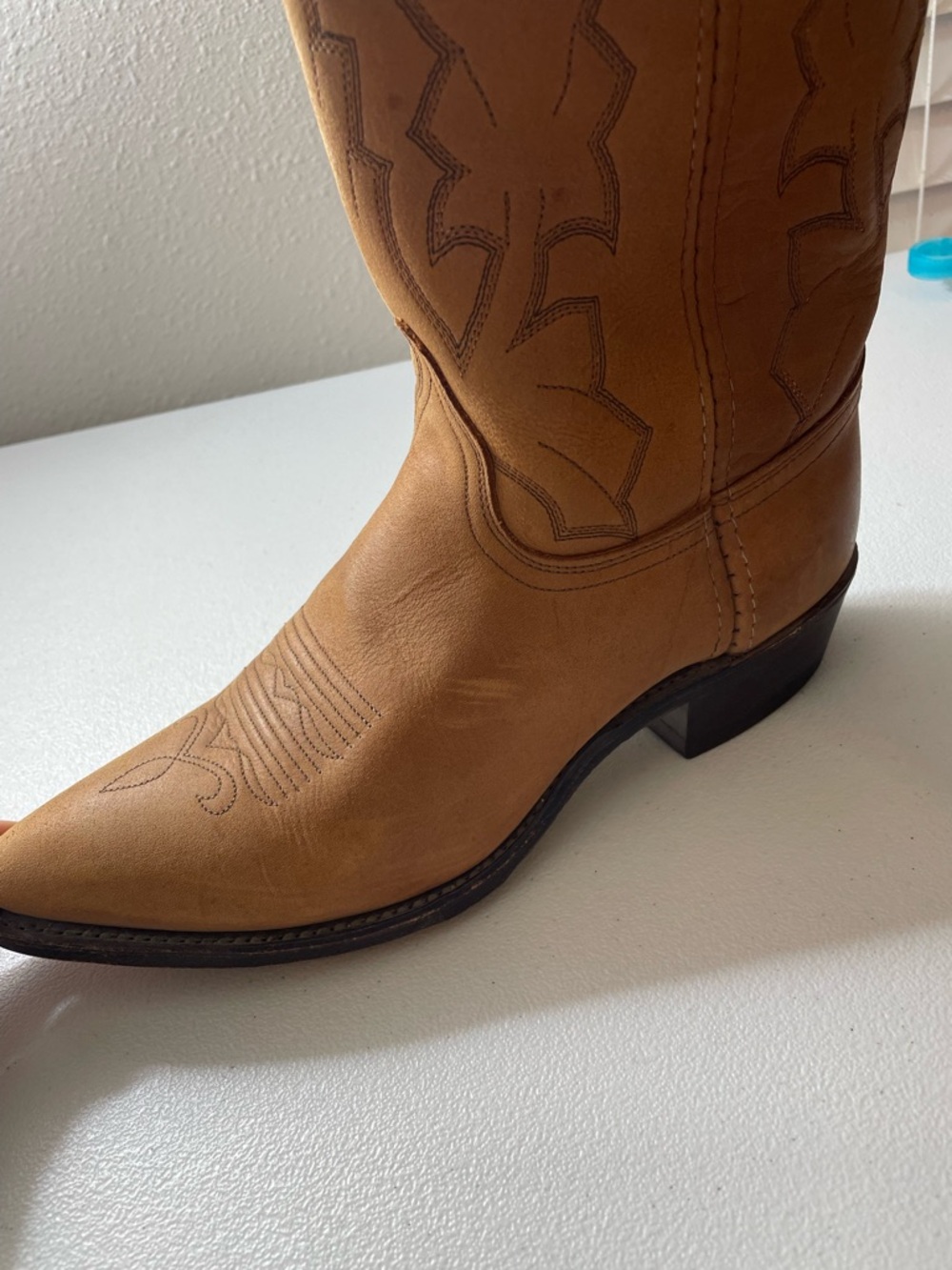 Vintage Dan Post Marlboro Cowboy Boots Leather Brown Womens 8 M USA P2552 - Picture 8 of 12